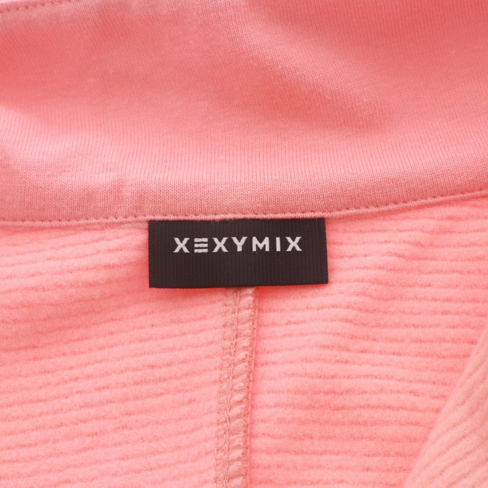 ■ XEXYMIX ゼクシーミックス パーカー スウェット トップス 無地 ワンポイント 首元ファスナー レディース S ピンクベージュ系