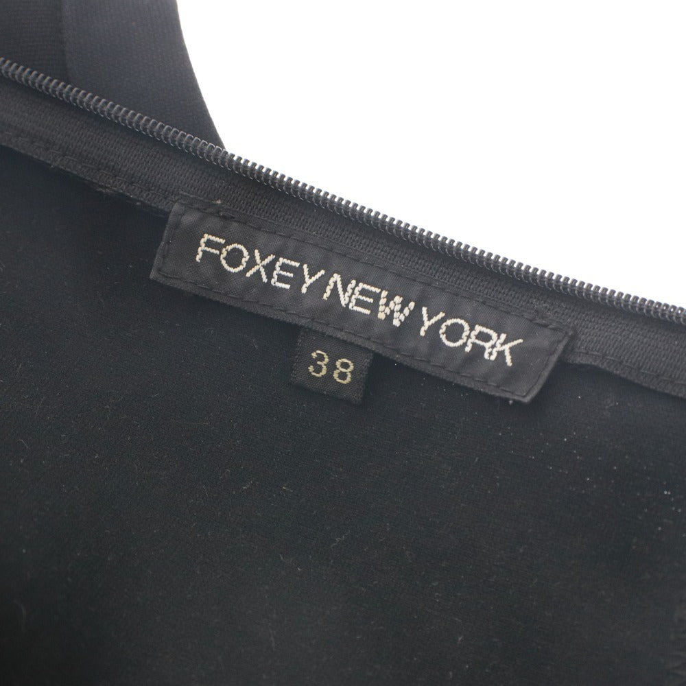 ■ フォクシー ニューヨーク FOXEY NEW YORK ワンピース ひざ下 ノースリーブ ストレッチ スリット レディース 38（S相当）ブラック
