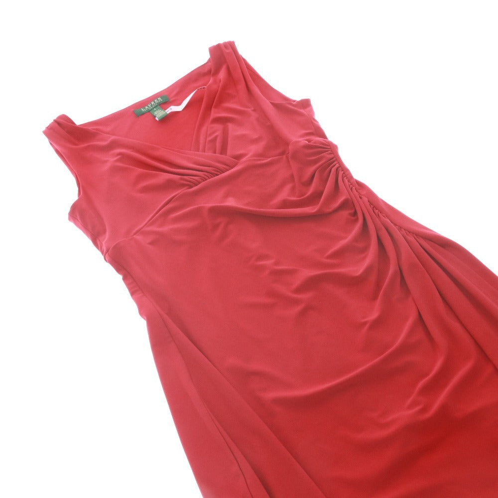 ■ ラルフローレンドレス RALPH LAUREN ワンピース ノースリーブ ドレープ ストレッチ レディース 4（M～L相当）レッド