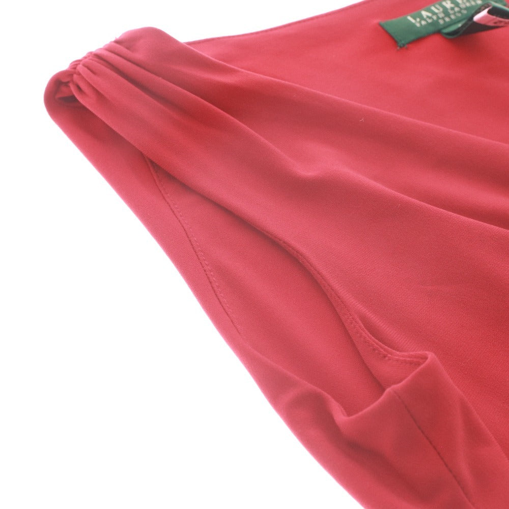 ■ ラルフローレンドレス RALPH LAUREN ワンピース ノースリーブ ドレープ ストレッチ レディース 4（M～L相当）レッド