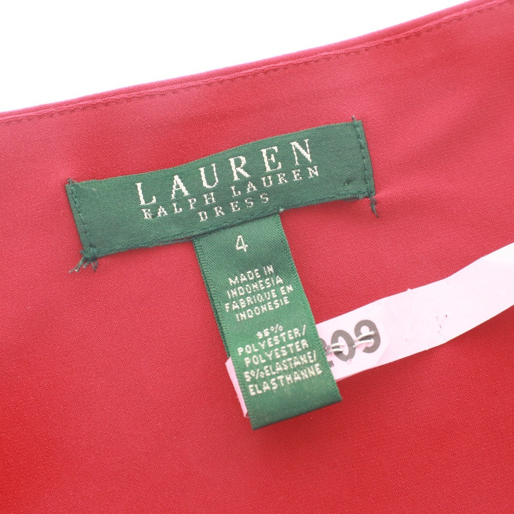 ■ ラルフローレンドレス RALPH LAUREN ワンピース ノースリーブ ドレープ ストレッチ レディース 4（M～L相当）レッド