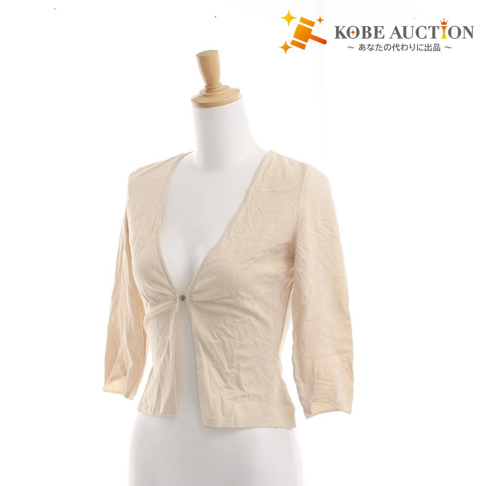 ■ FOXEY Women's Cardigan, 3/4 Sleeves, Bolero Top, Stretch, Made in Japan, Size 38 (S), Light Beige