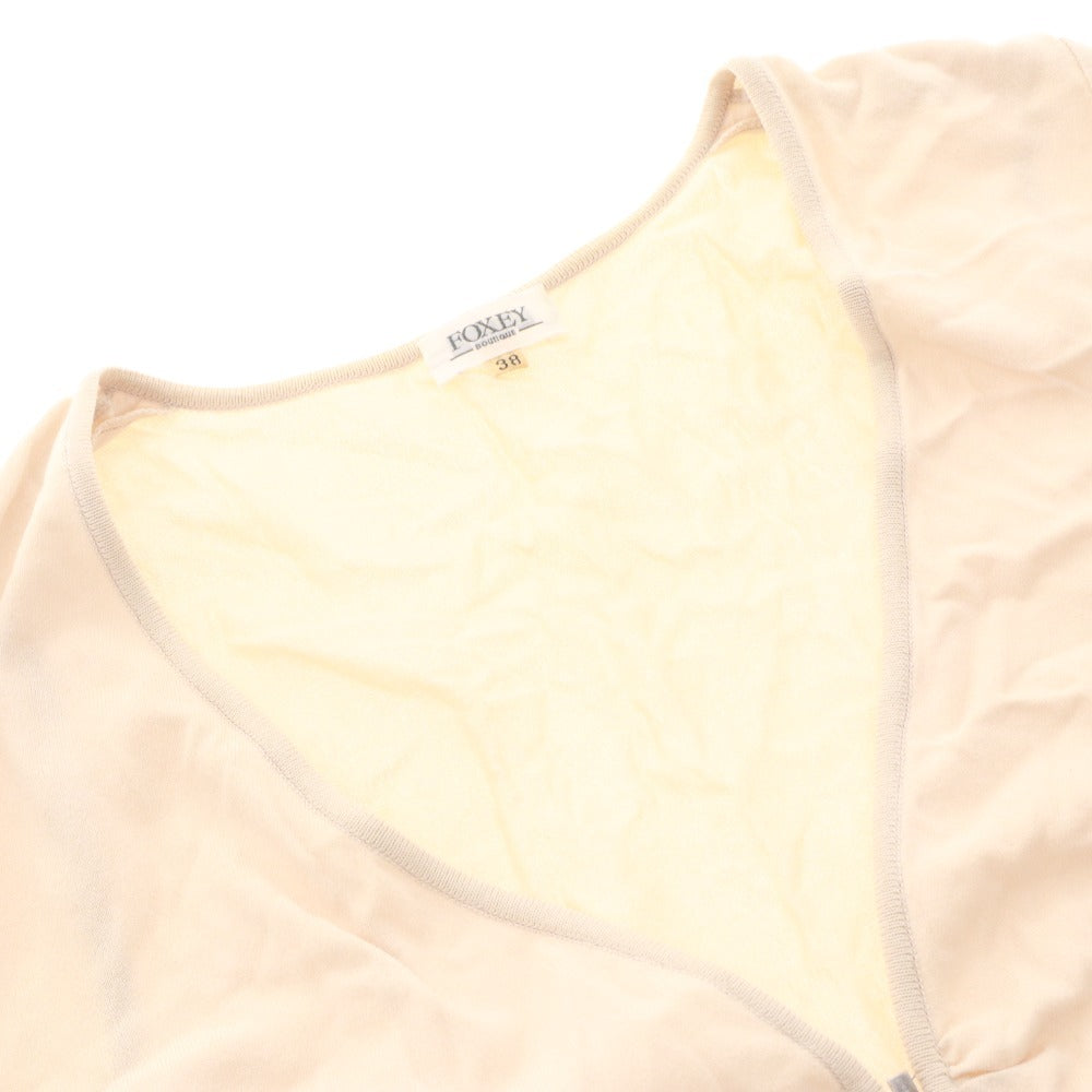 ■ FOXEY Women's Cardigan, 3/4 Sleeves, Bolero Top, Stretch, Made in Japan, Size 38 (S), Light Beige