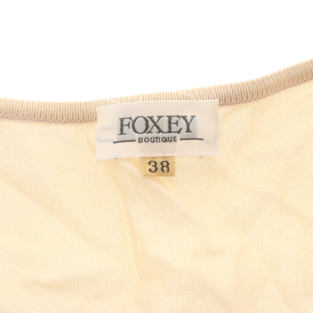 ■ FOXEY Women's Cardigan, 3/4 Sleeves, Bolero Top, Stretch, Made in Japan, Size 38 (S), Light Beige