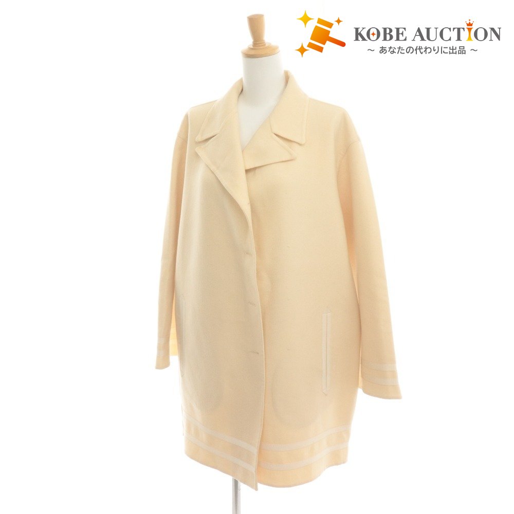 ■ Salvatore Ferragamo coat jacket, long sleeves, outerwear, virgin wool, women's, size S, ivory, defective