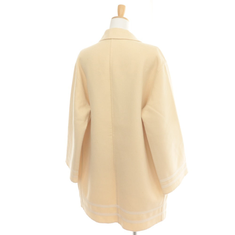 ■ Salvatore Ferragamo coat jacket, long sleeves, outerwear, virgin wool, women's, size S, ivory, defective