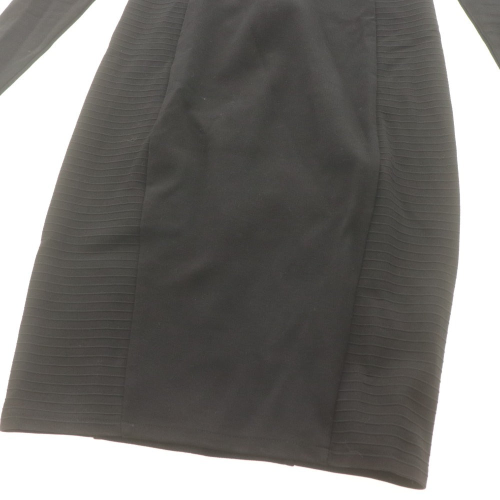 Karen Millen Women's Long Sleeve Knee-Length Dress with Metal Fit, Size 34 (Equivalent to XS), Black