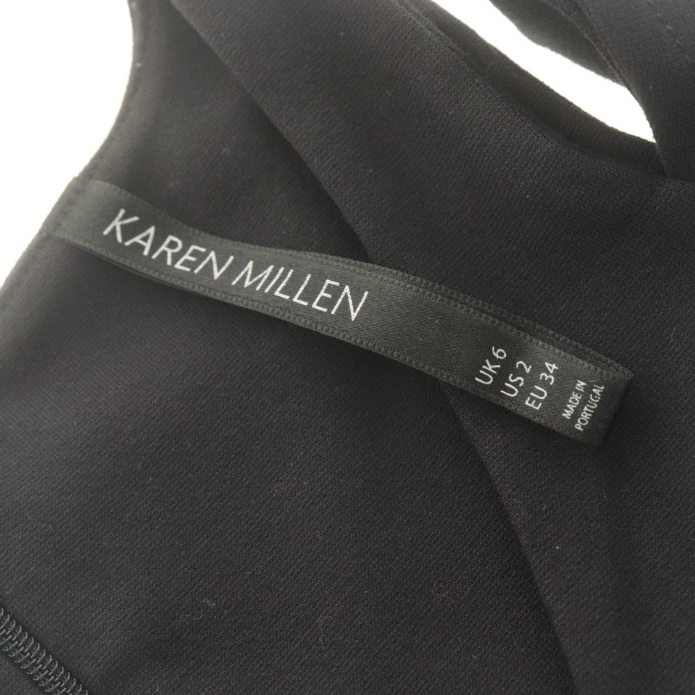 Karen Millen Women's Long Sleeve Knee-Length Dress with Metal Fit, Size 34 (Equivalent to XS), Black