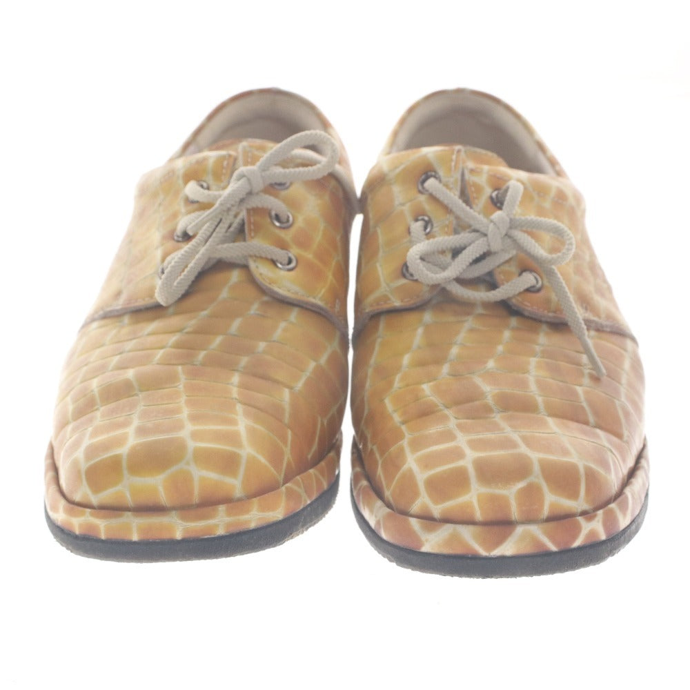 ■ MEPHISTO メフィスト スニーカー シューズ 靴 クロコ柄 紐 メンズ 7 1/2(25.5~26.0cm相当) オレンジ系 箱付き