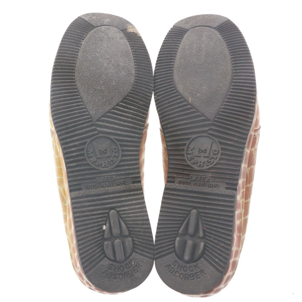 ■ MEPHISTO メフィスト スニーカー シューズ 靴 クロコ柄 紐 メンズ 7 1/2(25.5~26.0cm相当) オレンジ系 箱付き