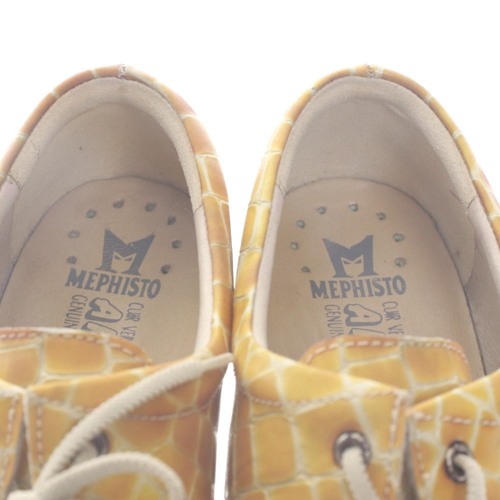 ■ MEPHISTO メフィスト スニーカー シューズ 靴 クロコ柄 紐 メンズ 7 1/2(25.5~26.0cm相当) オレンジ系 箱付き