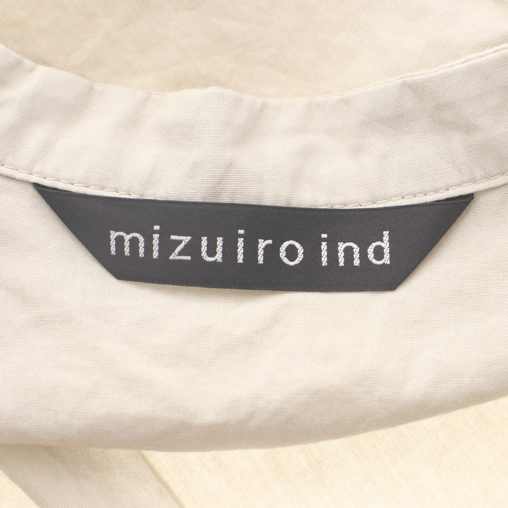 ■ mizuiro ind ミズイロインド ワンピース 長袖 ボタン 無地 レディース ライトベージュ系