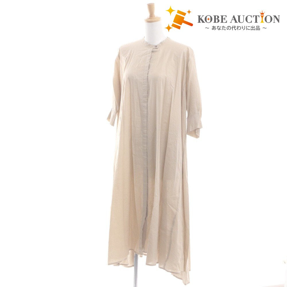 ■ mizuiro ind ミズイロインド ワンピース 長袖 ボタン 無地 レディース ベージュ系