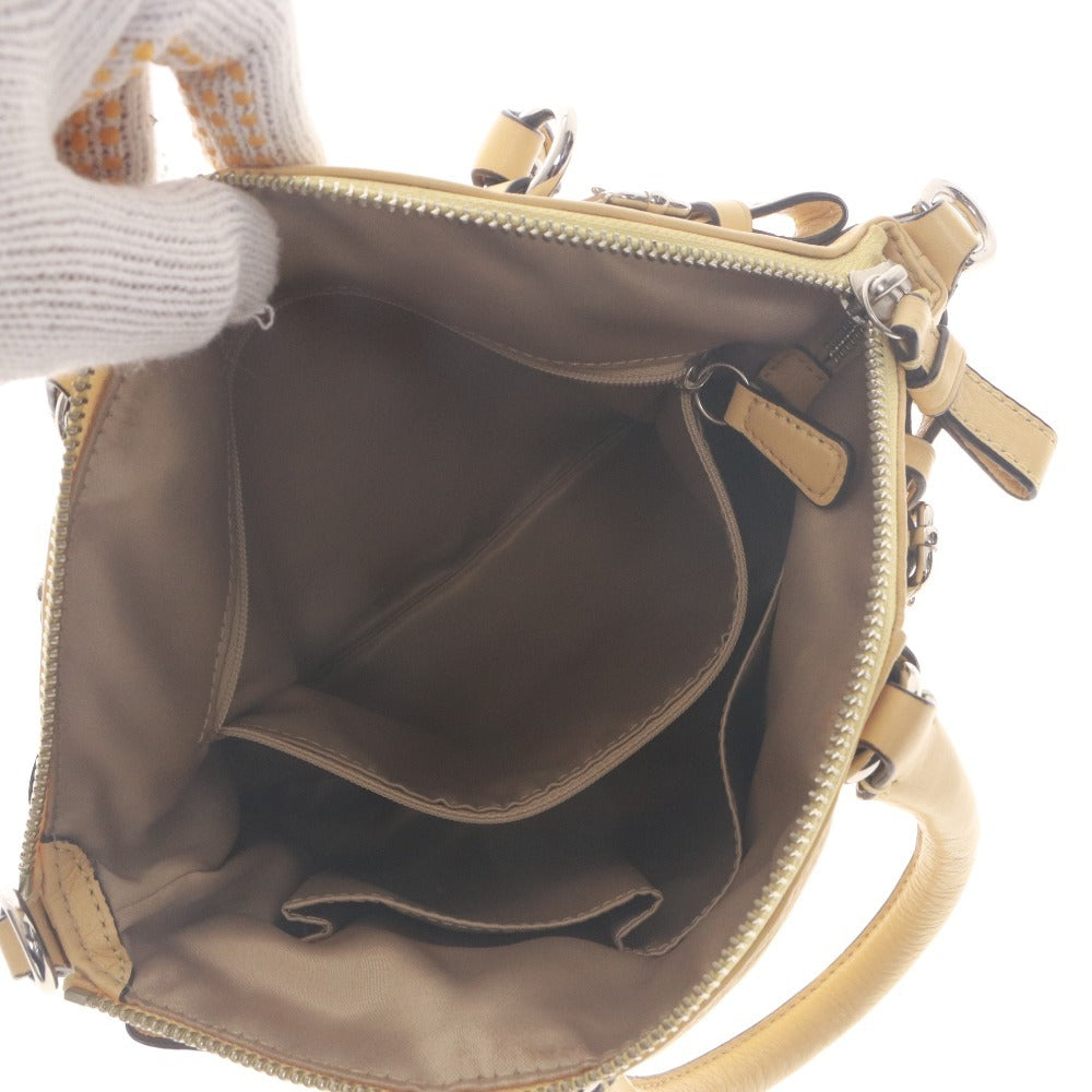 ■ COACH コーチ ハンドバッグ ショルダーバッグ 鞄 ファスナー タグ ポケット ロゴ レディース ライトイエロー系