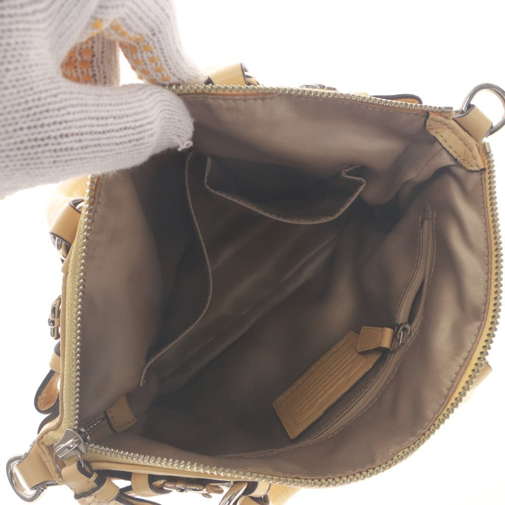 ■ COACH コーチ ハンドバッグ ショルダーバッグ 鞄 ファスナー タグ ポケット ロゴ レディース ライトイエロー系