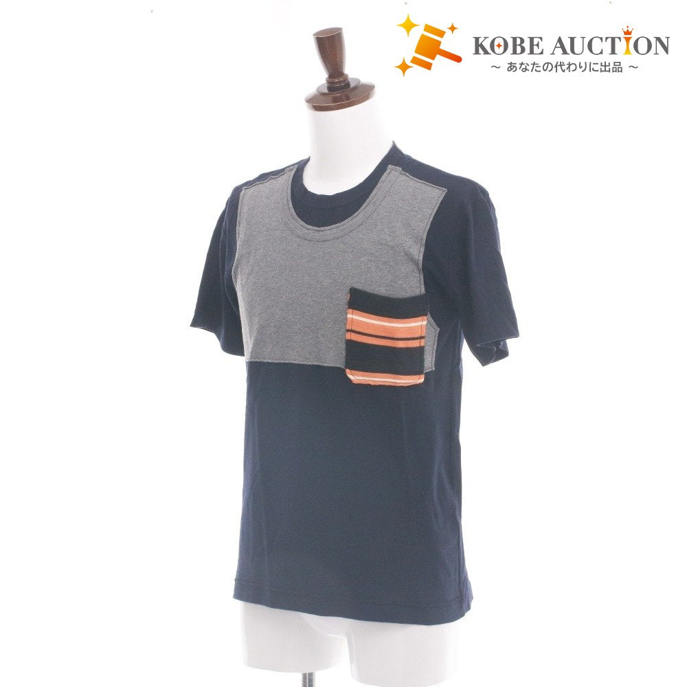 ■ コムデギャルソンオムプリュス Tシャツ 半袖 トップス 日本製 ポケット 丸首 カットソー メンズ S ネイビー系
