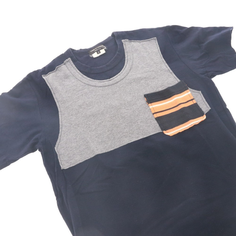 ■ コムデギャルソンオムプリュス Tシャツ 半袖 トップス 日本製 ポケット 丸首 カットソー メンズ S ネイビー系
