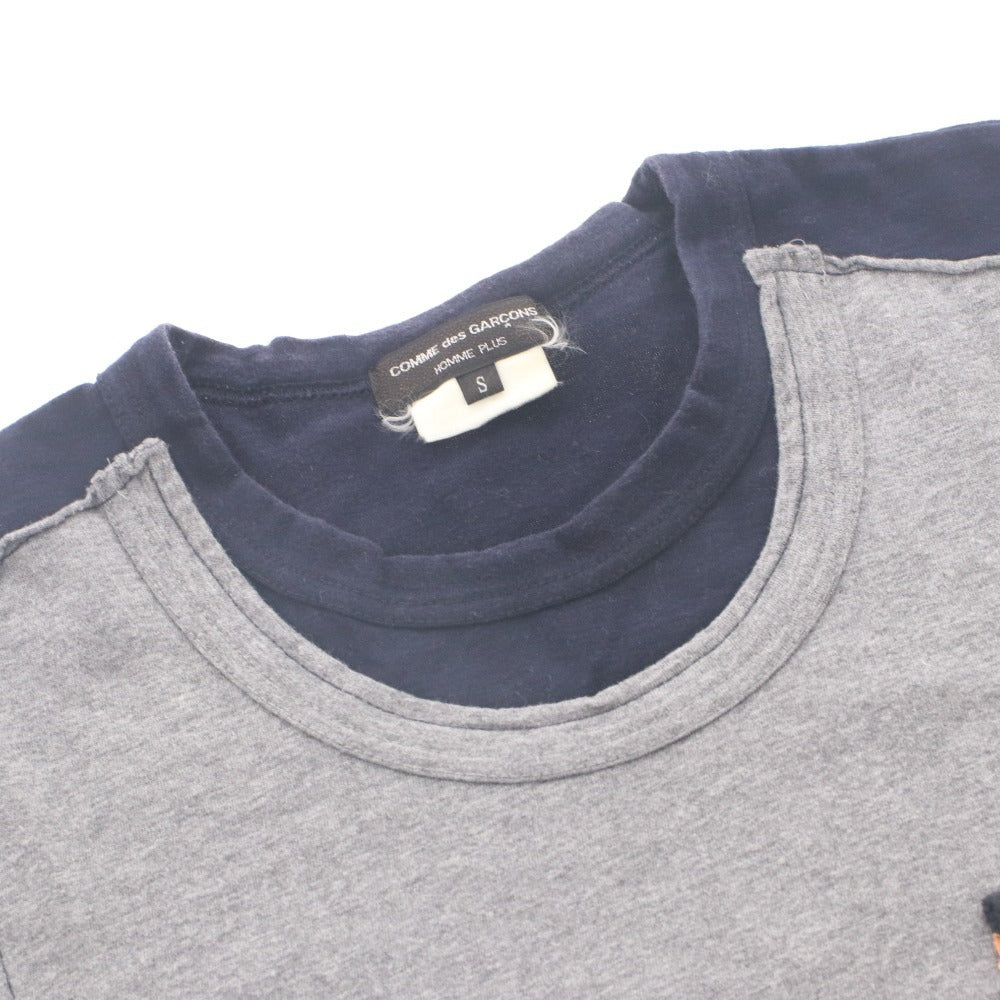■ コムデギャルソンオムプリュス Tシャツ 半袖 トップス 日本製 ポケット 丸首 カットソー メンズ S ネイビー系