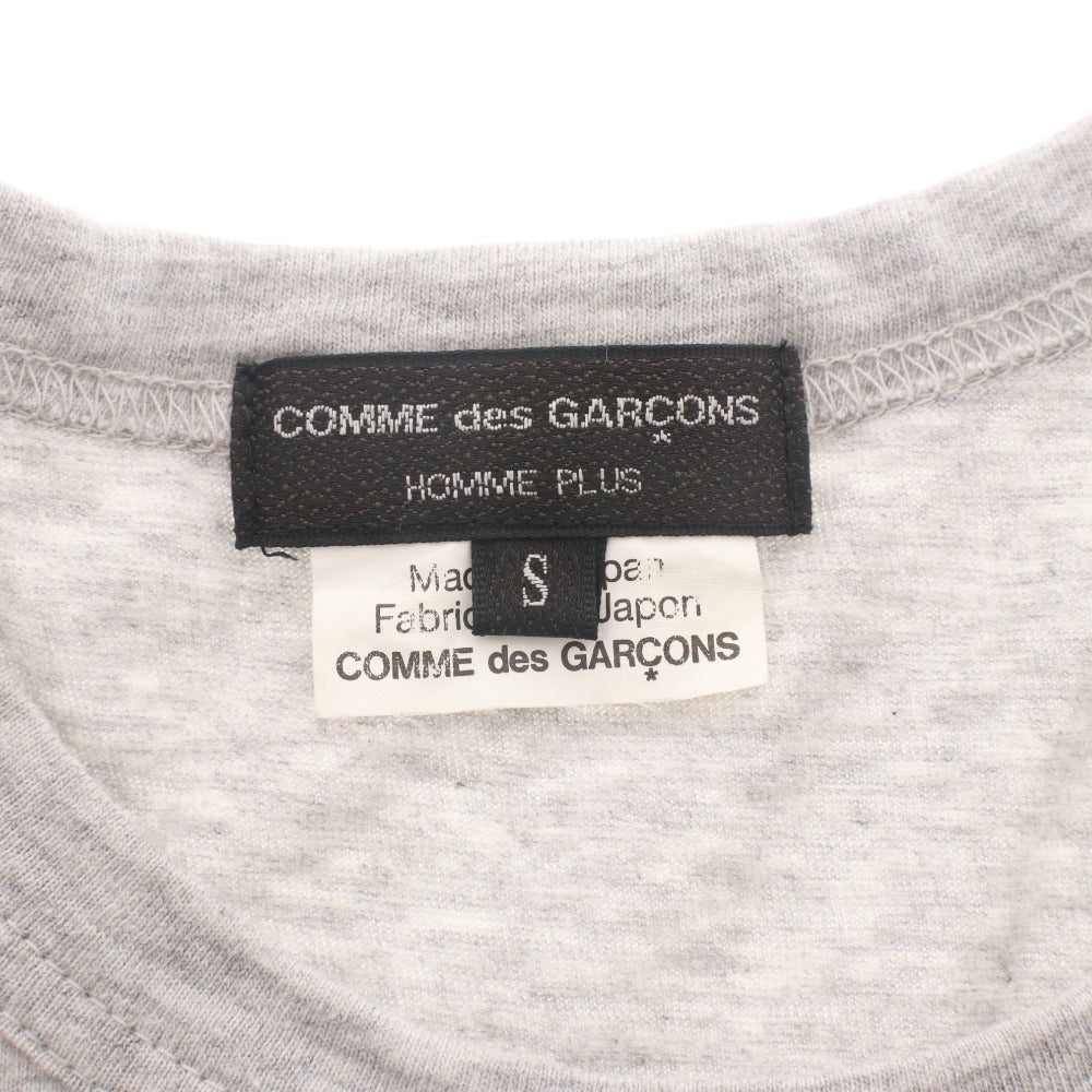 ■ コムデギャルソンオムプリュス ロングTシャツ 半袖 トップス 日本製 カットソー 無地 メンズ S ライトグレー