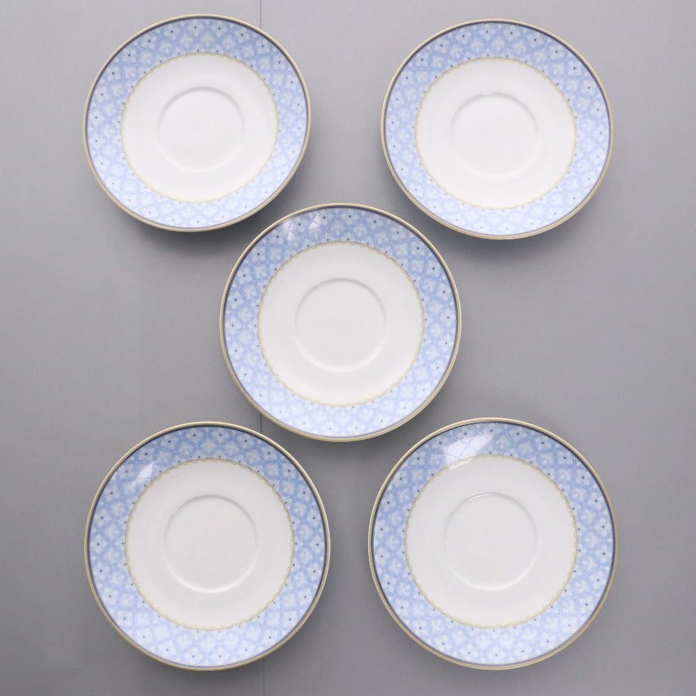■ NARUMI ナルミ MAKE A GOOD TABLE ティーカップ ソーサー 5客セット 洋食器 コーヒーカップ 総柄 未使用 箱付き