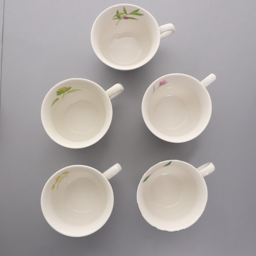 ■ NARUMI ナルミ MAKE A GOOD TABLE ティーカップ ソーサー 5客セット 洋食器 コーヒーカップ 総柄 未使用 箱付き