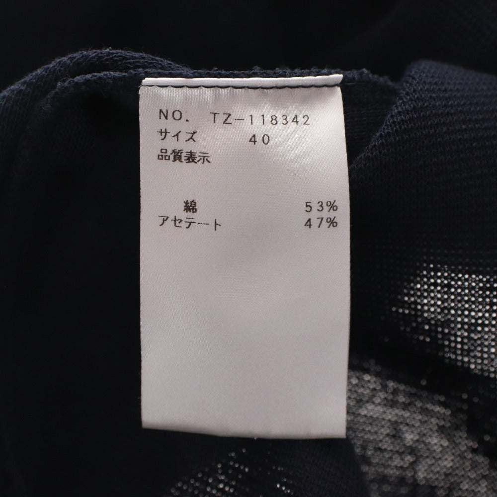 ■ エムズグレイシー M'S GRACY ワンピース 半袖 ニット ライン 日本製 レディース 40(L相当）ネイビー系