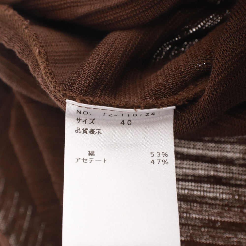 ■ エムズグレイシー M'S GRACY ニットワンピース 半袖 日本製 レディース 40(L相当）ミントグリーン ブラウン 未使用 タグ付き
