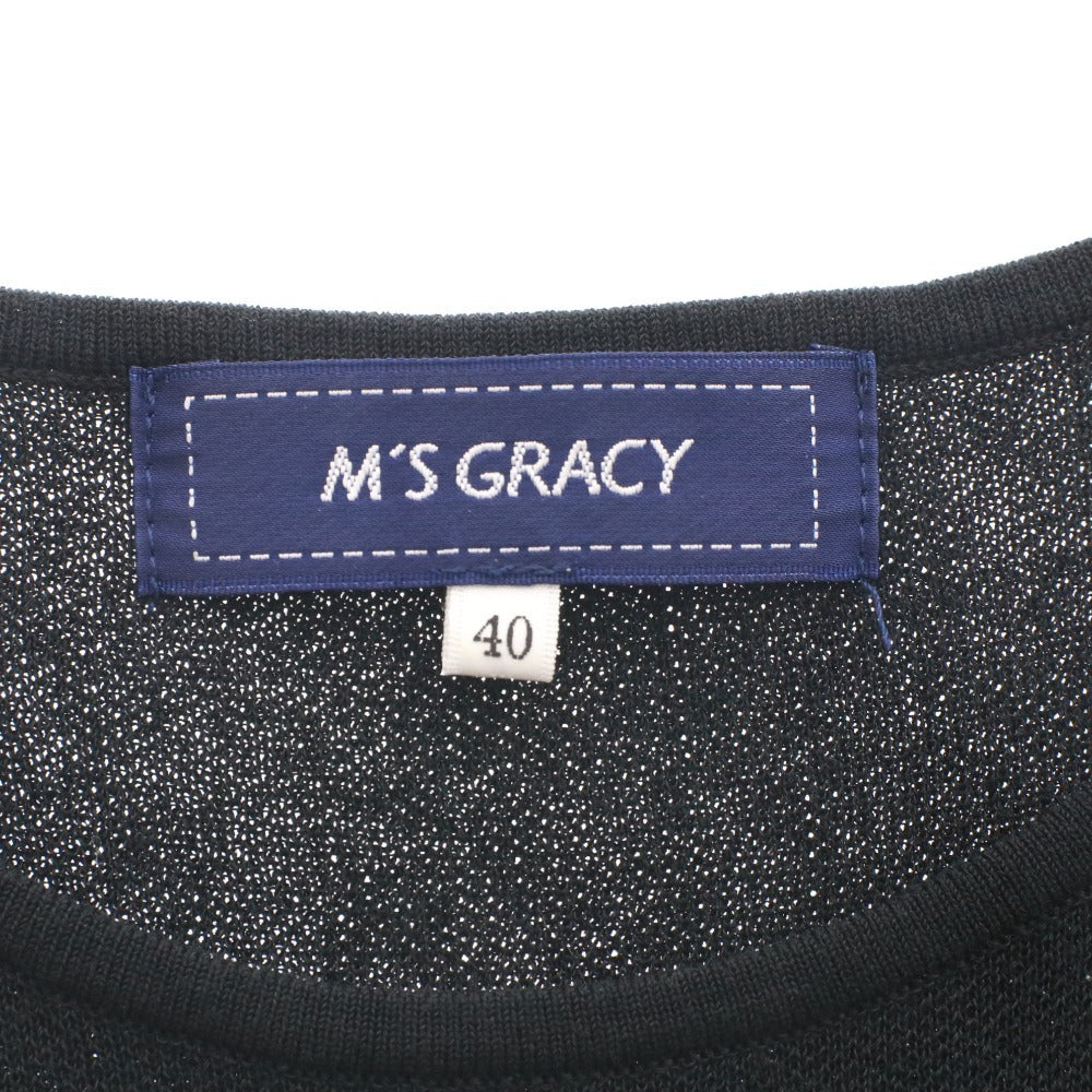 ■ エムズグレイシー M'S GRACY ニットワンピース 長袖 日本製バイカラー レディース 40(L相当）ホワイト ブラック