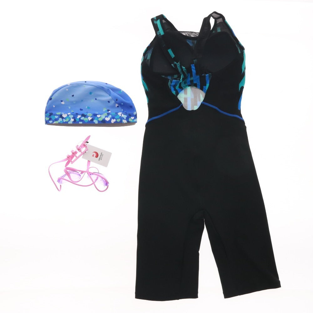 ■ スピード Speedo 水着 ゴーグル ミズノ スイムキャップ 3点セットまとめ売り フィットネス レディース M ブラック系 未使用