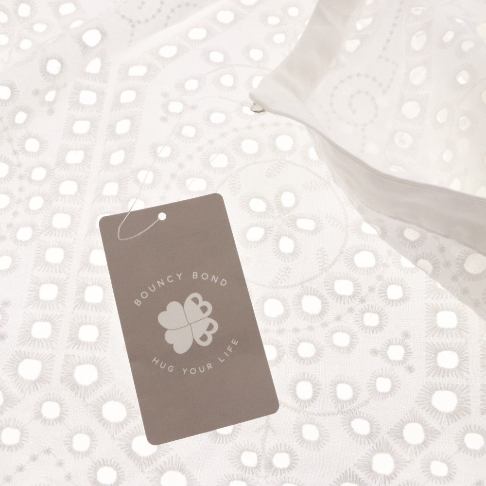 ■ バウンシーバンド BOUNCY BOND トップス 羽織り コットン カットワーク刺繍 アイレットレース レディース S ホワイト 未使用 タグ付き