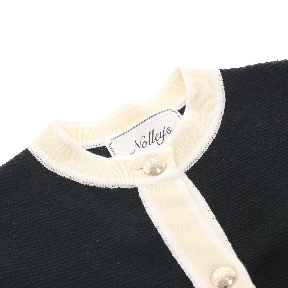 ■ ノーリーズ NOLLEY'S ニットジャケット カーディガン 長袖 トップス 金ボタン レディース 38(M相当）ブラック系 未使用