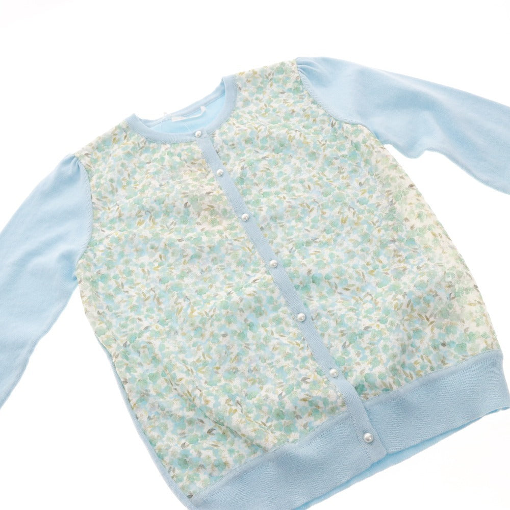 ■ プリマシェレル Prima Schesser カーディガン 長袖 トップス パール 刺繍 クルーネック レディース M ライトブルー系 未使用 タグ付き