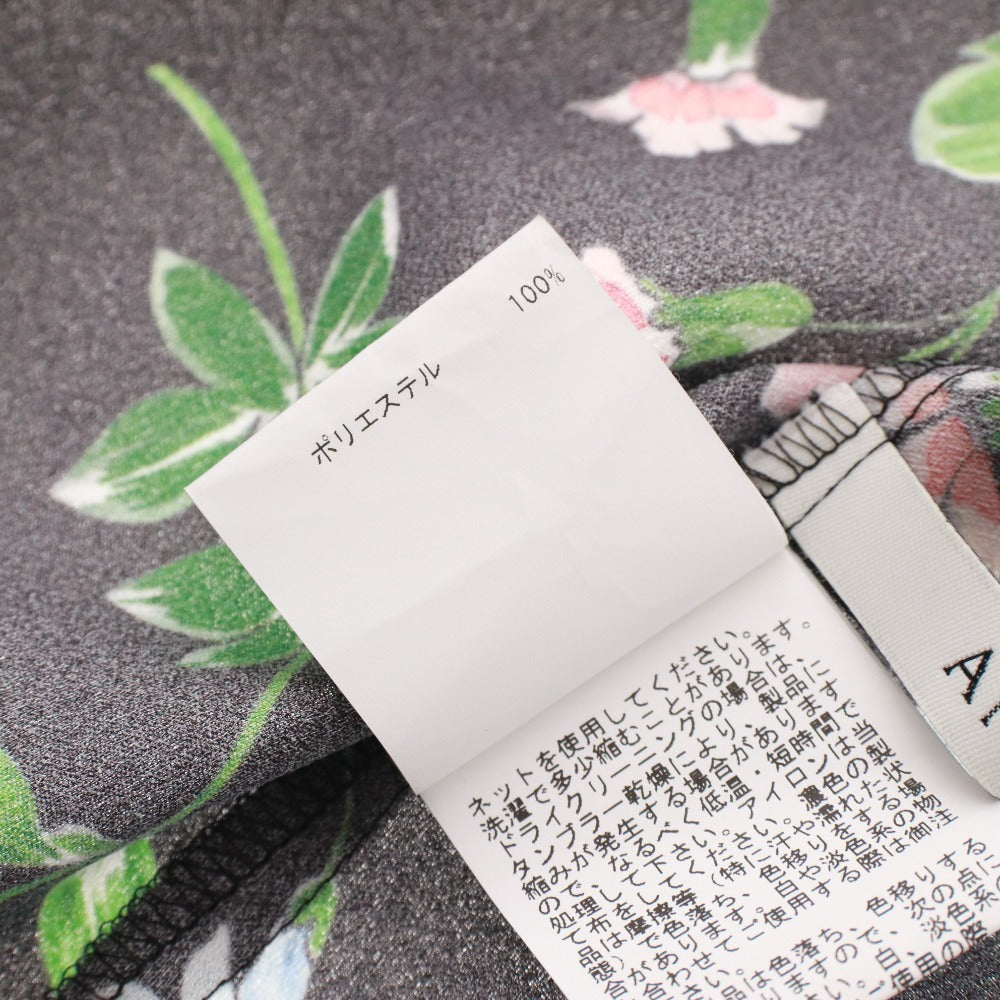 ■ アナイ ANAYI ブラウス 長袖 トップス 総柄 花 フラワー ボタニカル 日本製 レディース 38 (M相当）マルチカラー ブラック系 未使用