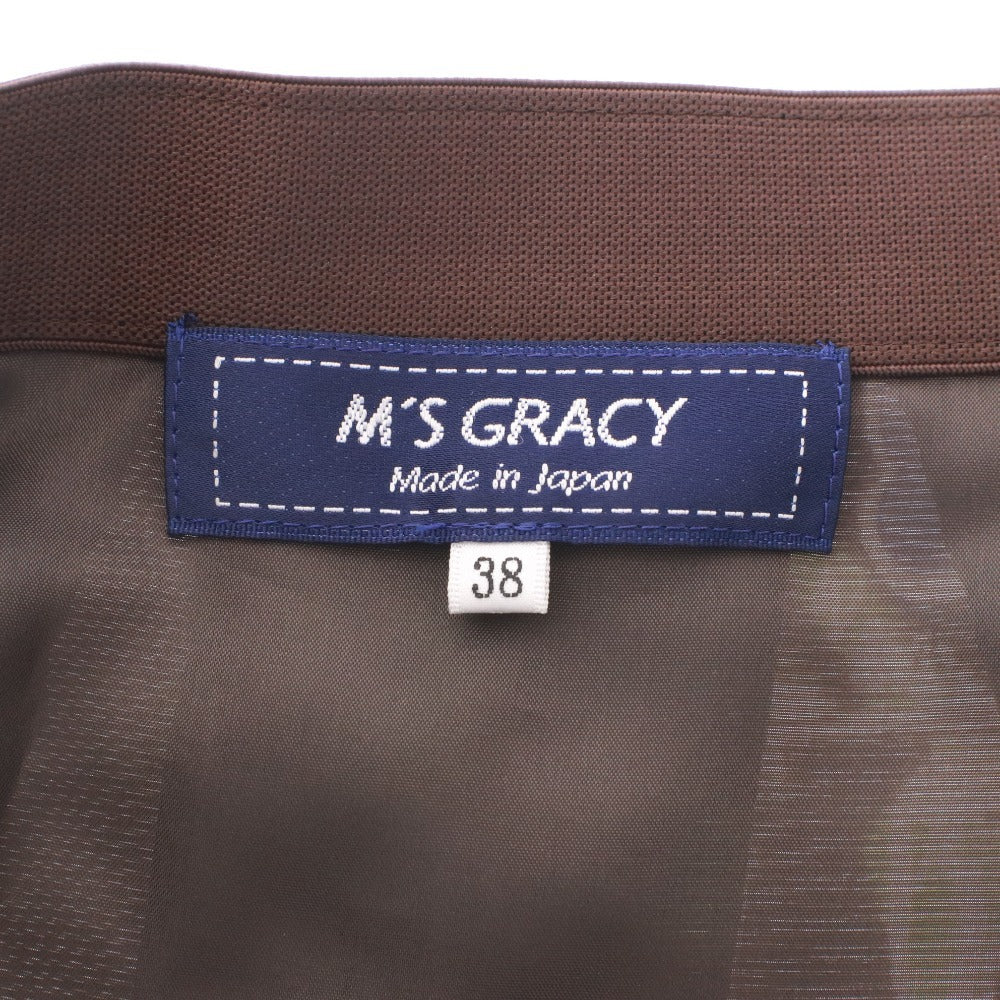 ■ エムズグレイシー M'SGRACY ひざ丈スカート ボトムス フレア 柄 花 レディース 38 (M相当）グリーン ブラウン系 未使用 タグ付き