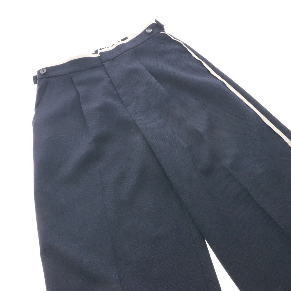 ■ ジネス Jines パンツ ロング ボトムス センタープレス サイドライン レディース 38(M相当）ネイビー 未使用