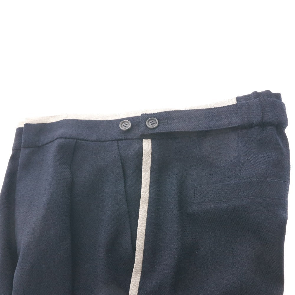 ■ ジネス Jines パンツ ロング ボトムス センタープレス サイドライン レディース 38(M相当）ネイビー 未使用
