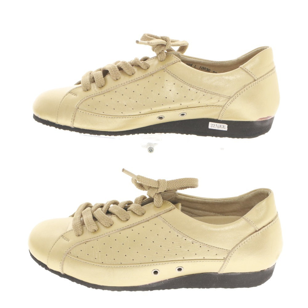 ■ Hush Puppies ハッシュパピー スニーカー シューズ 靴 紐 レディース 22.5cm ゴールド系 箱付き