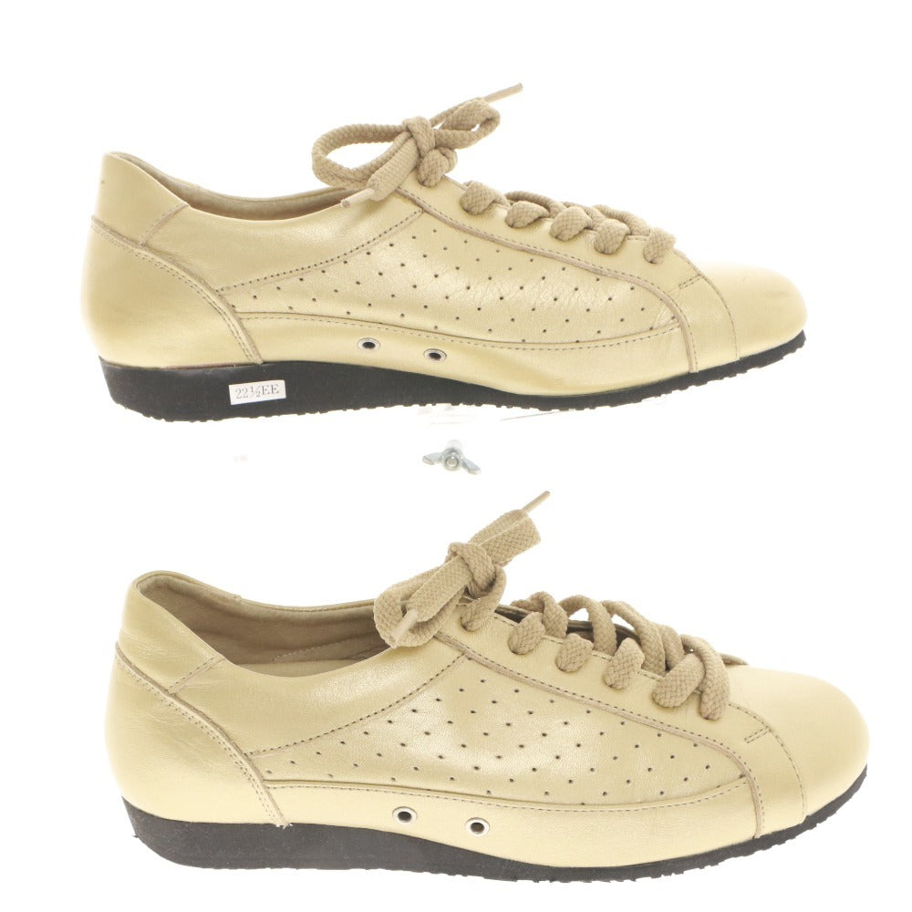 ■ Hush Puppies ハッシュパピー スニーカー シューズ 靴 紐 レディース 22.5cm ゴールド系 箱付き