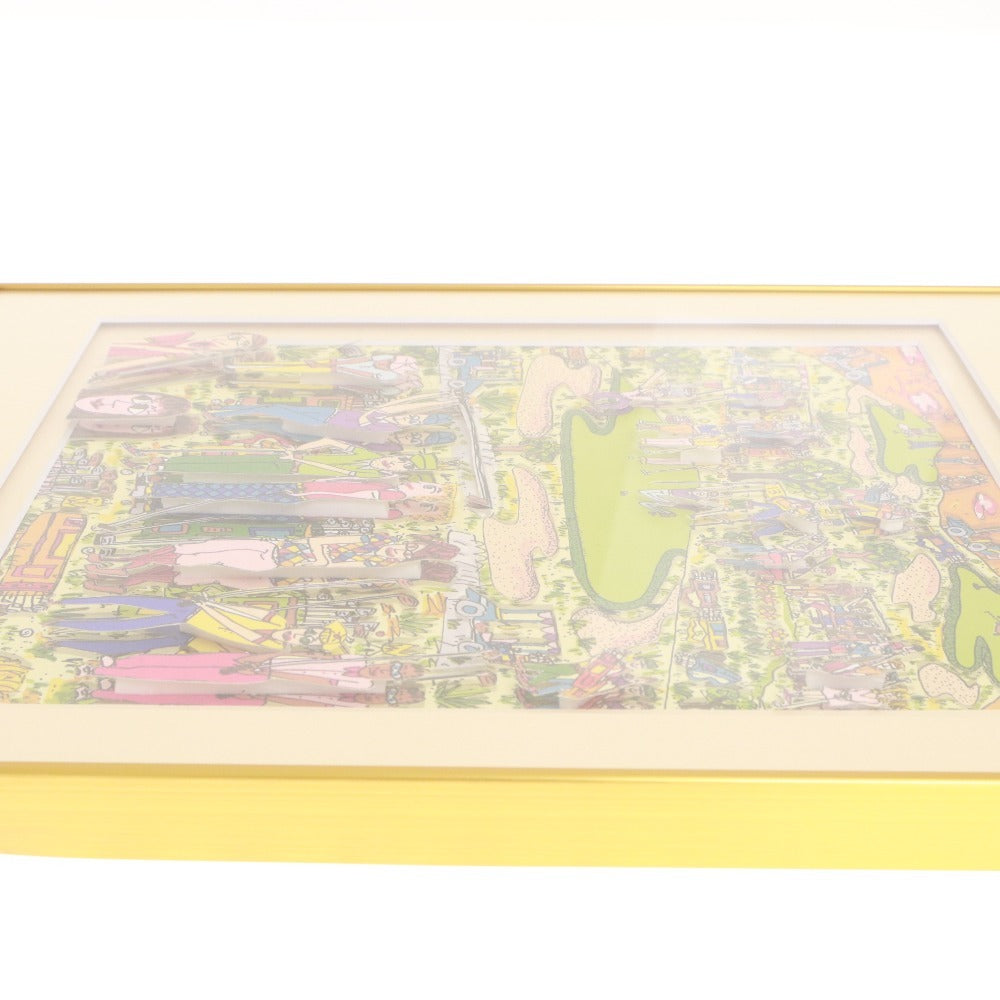 ■ James Rizzi ジェームズリジィ シルクスクリーン TOO MANY PEOPLE PLAYING GOLF 3D版画 絵 アート 作品