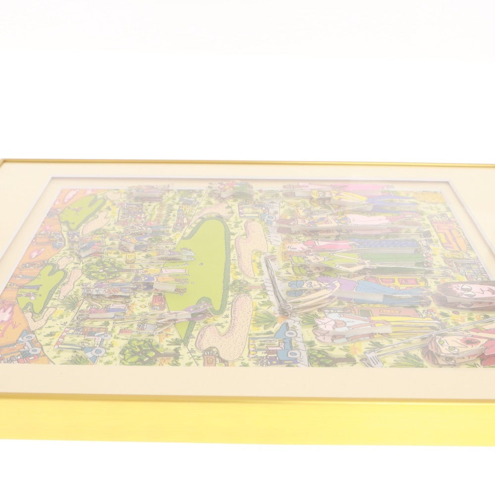 ■ James Rizzi ジェームズリジィ シルクスクリーン TOO MANY PEOPLE PLAYING GOLF 3D版画 絵 アート 作品