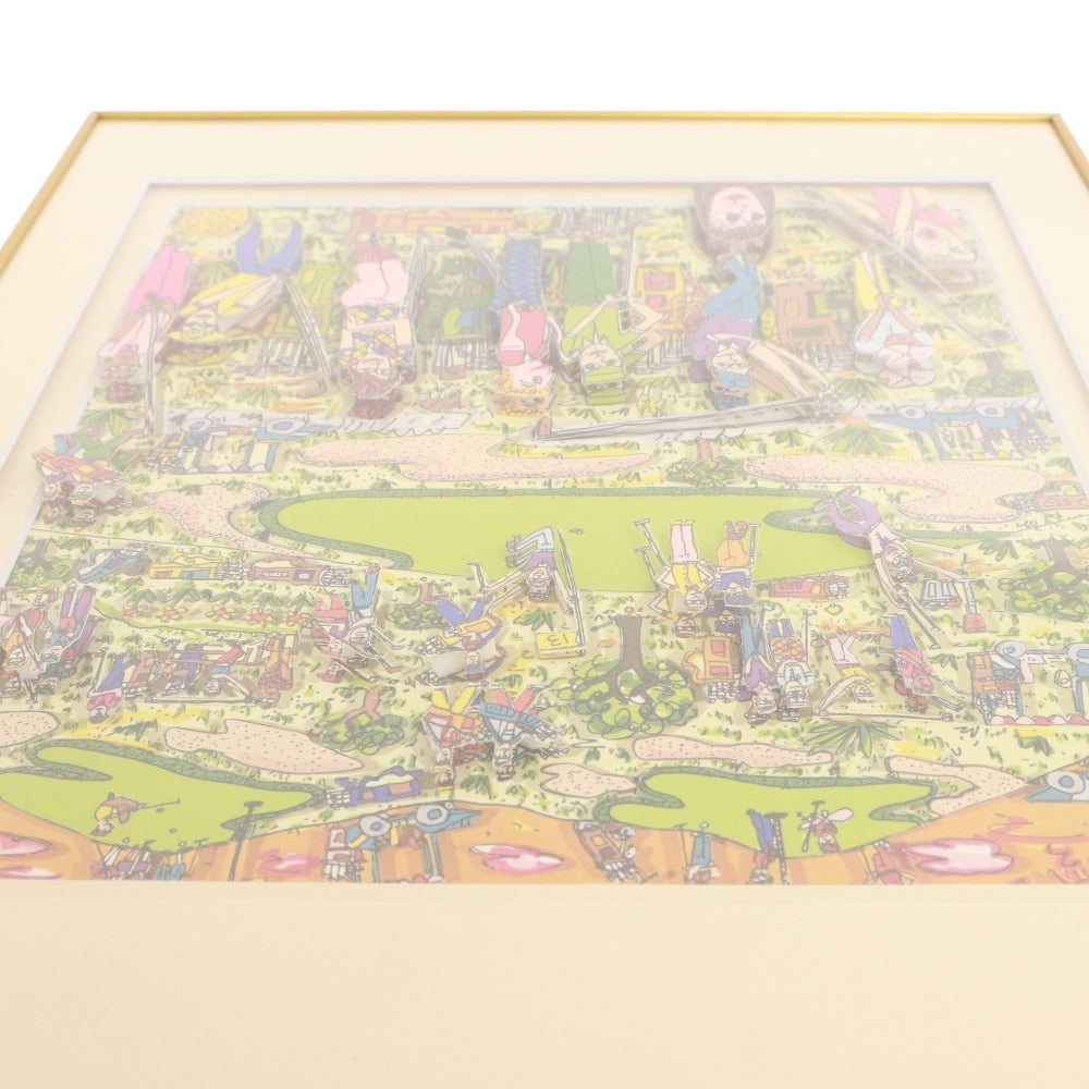 ■ James Rizzi ジェームズリジィ シルクスクリーン TOO MANY PEOPLE PLAYING GOLF 3D版画 絵 アート 作品