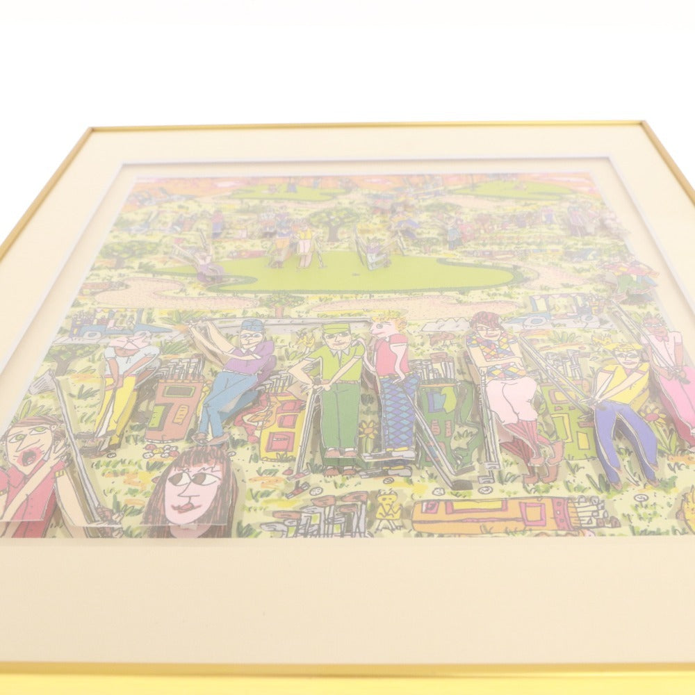 ■ James Rizzi ジェームズリジィ シルクスクリーン TOO MANY PEOPLE PLAYING GOLF 3D版画 絵 アート 作品