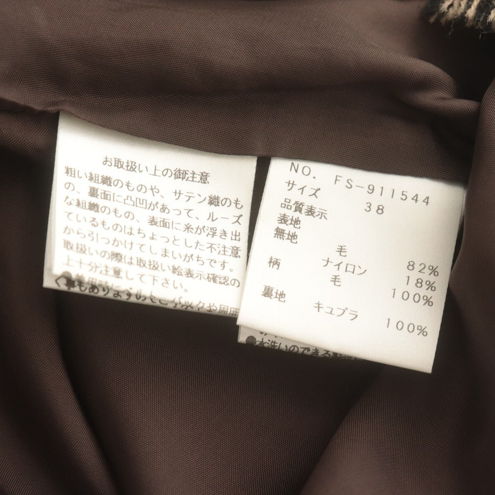 ■ M'S GRACY エムズグレイシー ワンピース 長袖 トップス ボトムス 切替 ウール混 チェック レディース 38 ブラウン 付属品付き 未使用