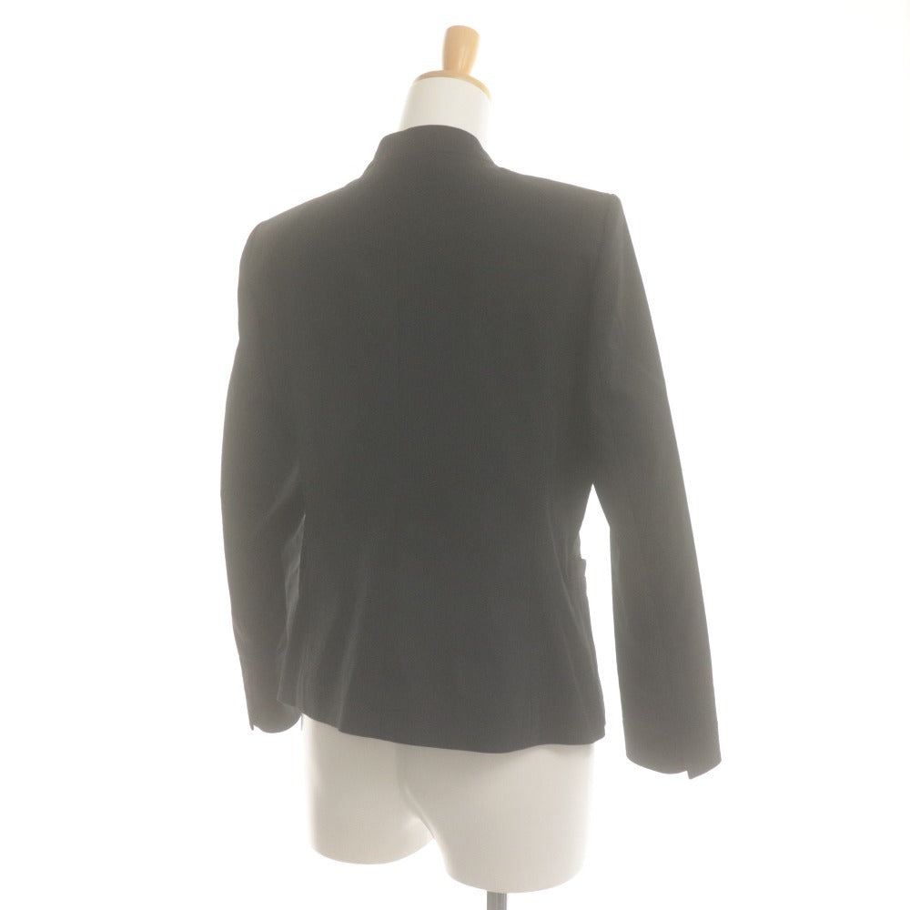 ■ EPOCA Epoca No-collar Jacket Long Sleeve Outerwear V-neck Linen Blend Solid Simple Women's 40 Black Unused
