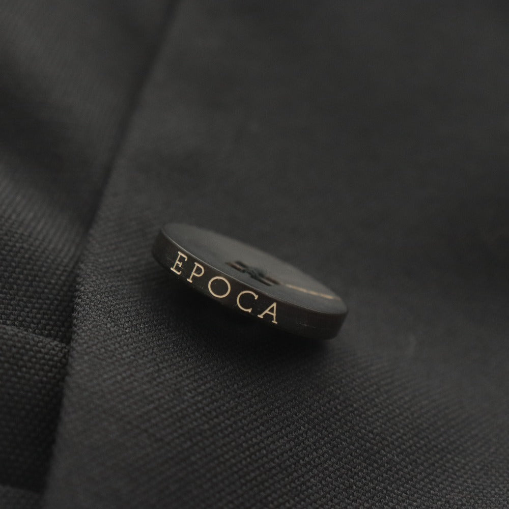 ■ EPOCA Epoca No-collar Jacket Long Sleeve Outerwear V-neck Linen Blend Solid Simple Women's 40 Black Unused