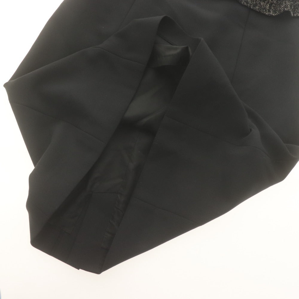 ■ M'S GRACY Dress 3/4 Sleeve Top Bottom Contrast Peplum Tweed Women's 38 Black-tone with Corsage