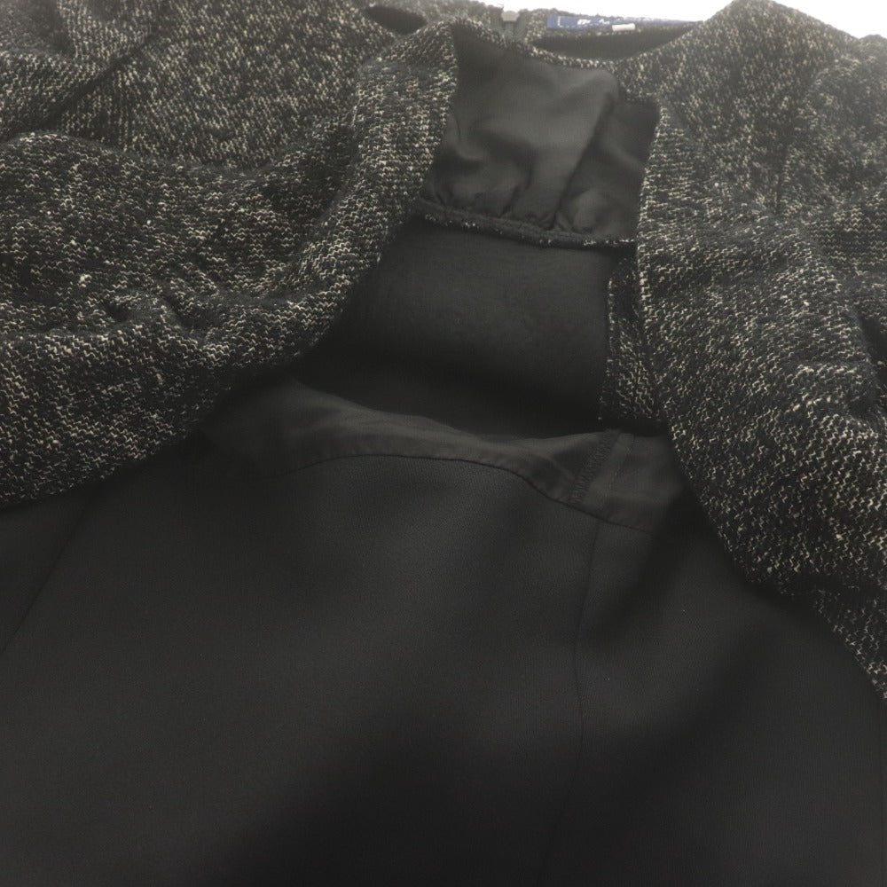 ■ M'S GRACY Dress 3/4 Sleeve Top Bottom Contrast Peplum Tweed Women's 38 Black-tone with Corsage