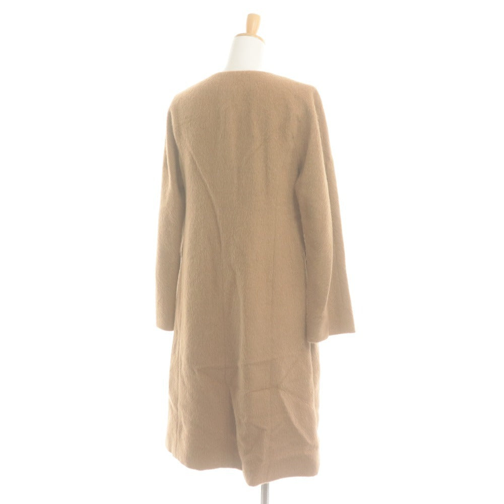 ■ ELISA Long Coat, Long Sleeve, Outerwear, Collarless, Alpaca Blend, Concealed Buttons, Women's, 2, Beige