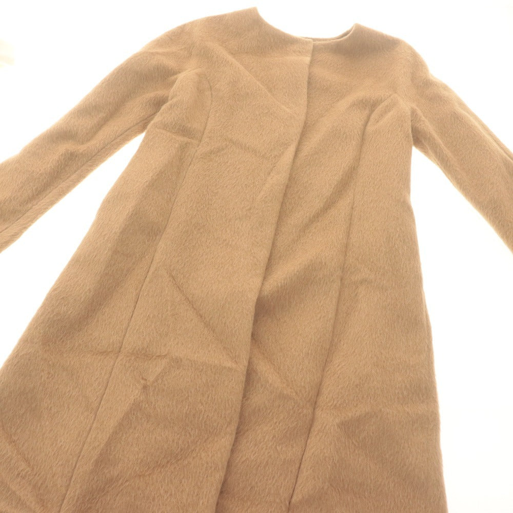 ■ ELISA Long Coat, Long Sleeve, Outerwear, Collarless, Alpaca Blend, Concealed Buttons, Women's, 2, Beige