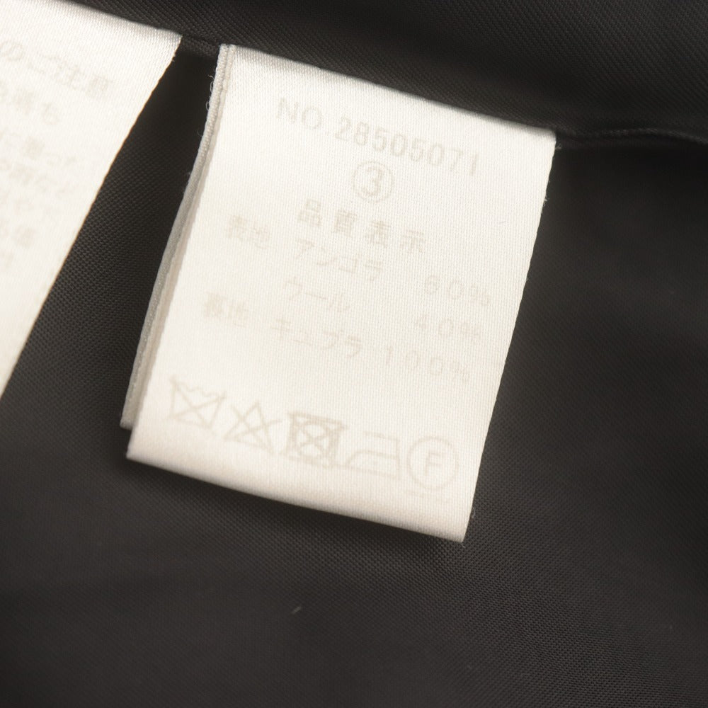 ■ ELISA エリザ ハーフコート 長袖 アウター ノーカラー ダブルボタン アンゴラ混 レディース 3 （Lサイズ相当） ブラック 手袋付き